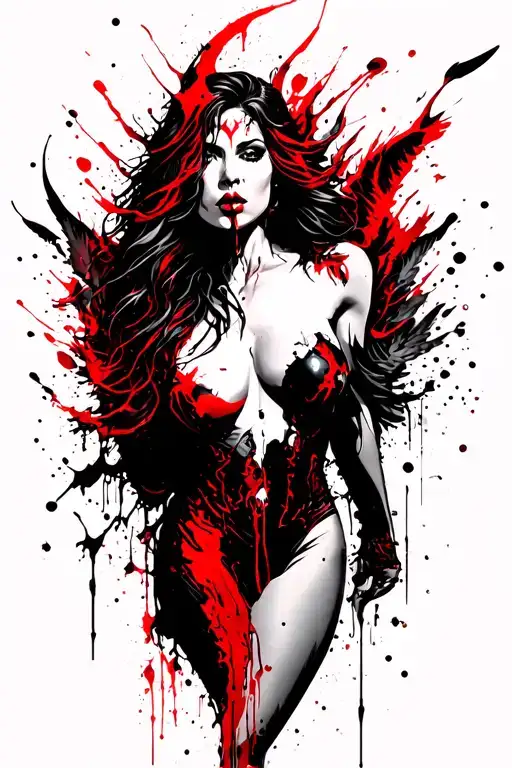 good vs evil witchblade angel tattoo design idea