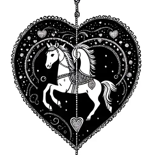 heart carousel tattoo design idea