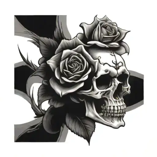 Skull And Roses tattoo design idea