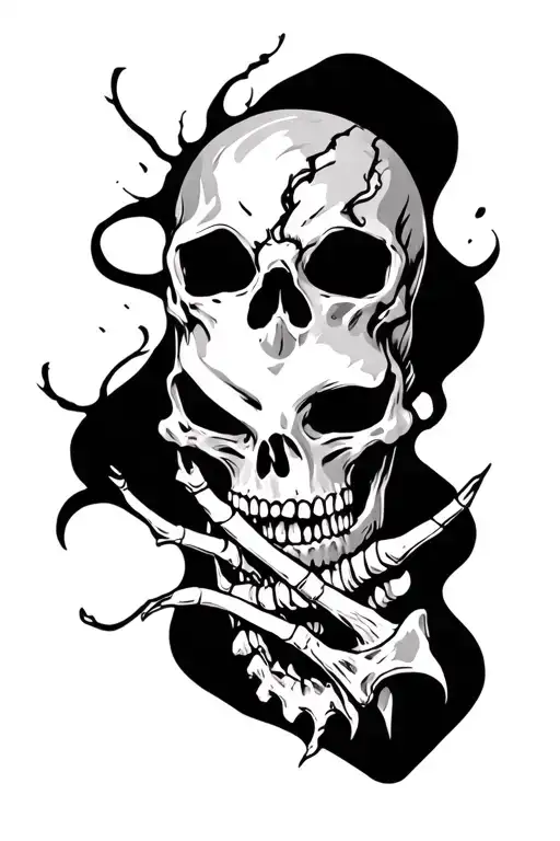 death cheat shoulder arm tattoo design idea