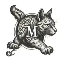 cat paws with initial M M tattoo design idea