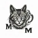 cat paws with initial M M tattoo design idea