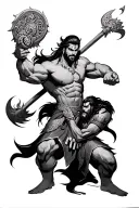 karn and arjun attack pose tattoo design idea