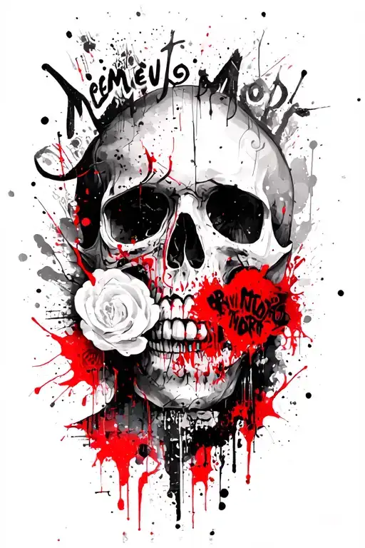 memento mori written vertically tattoo design idea