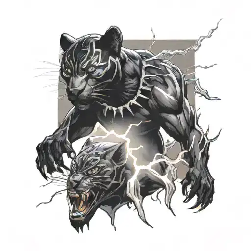 black panther and lightning tattoo design idea