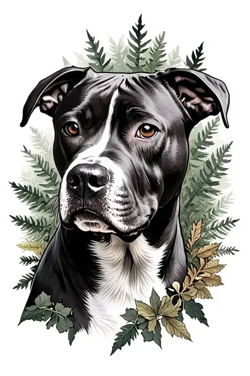 American Staffordshire Terrier Forest tattoo design idea