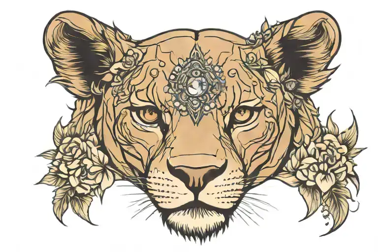 lioness queen tattoo design idea