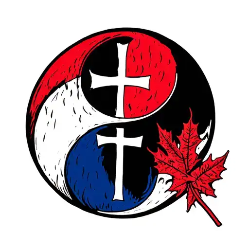 yingyang canadian flag with cross of st george tattoo design idea