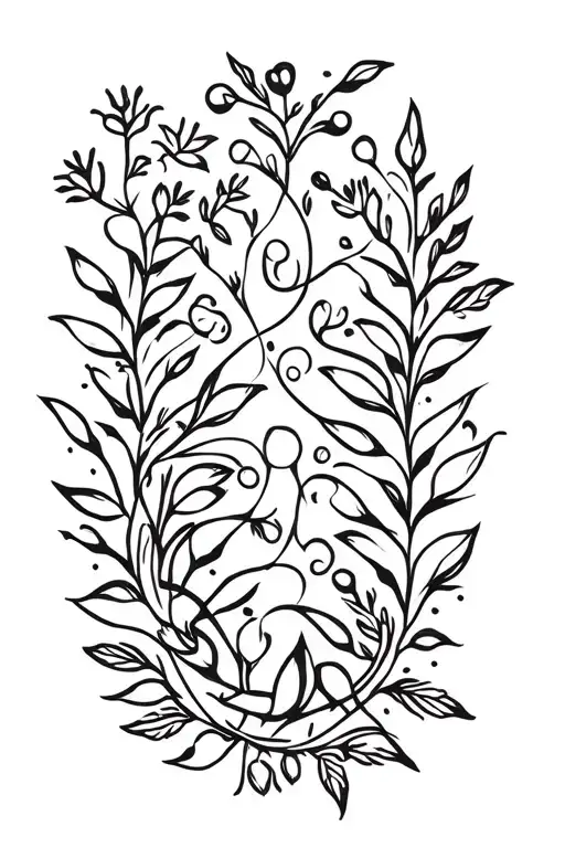 Interweaving of nature with the Ukrainian style of embroidery tattoo design idea