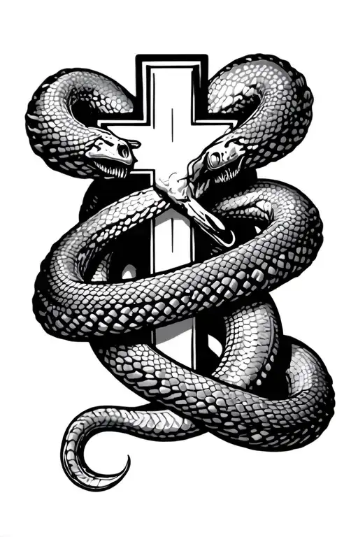 Medical cross with snakes wrapped with Type 1 Diabetic wrapped around and insulin dependent in the middle tattoo design idea