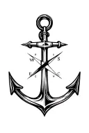 anchor compass surrounded tattoo design idea