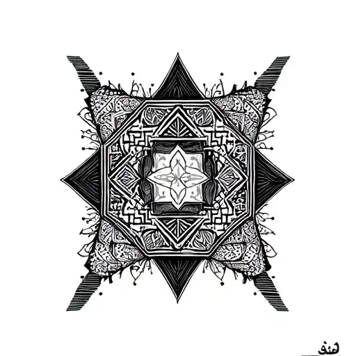 arabic geometry tattoo design idea