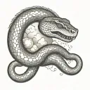 Ouroboros snake eating itself with clouds surrounding tattoo design idea