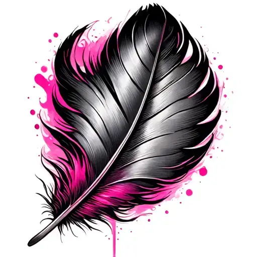 Infinite pink feather tattoo design idea