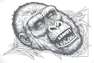 Gorilla biting the head tattoo design idea
