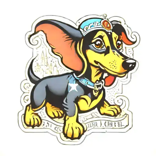 disney castle dachshund tattoo design idea