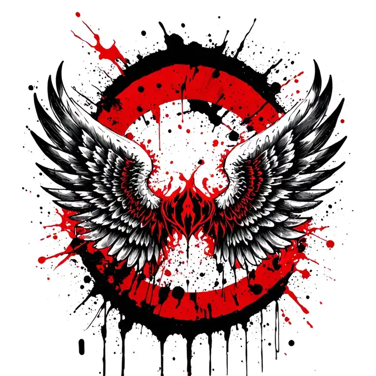 tribal wings spread wide tattoo design idea