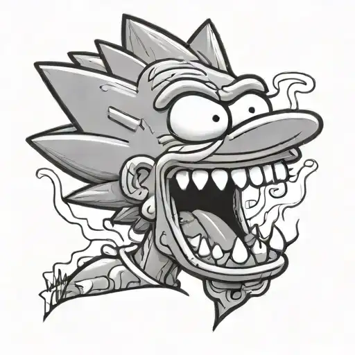 bart simpson gold teeth tattoo design idea