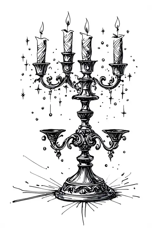 candlestick with sparkles tattoo design idea