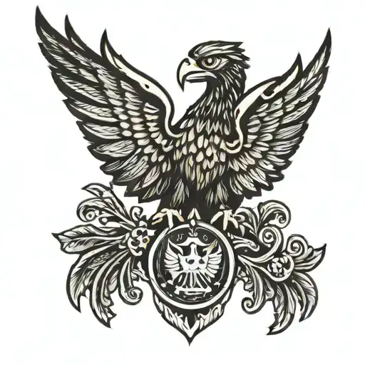 skenderbeg with albanian eagle background tattoo design idea