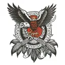 skenderbeg with albanian eagle background tattoo design idea