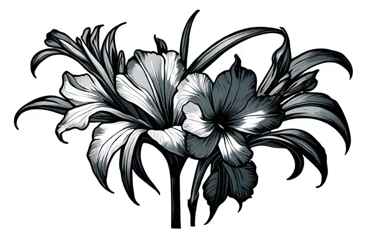 gladiolus flower growing tattoo design idea