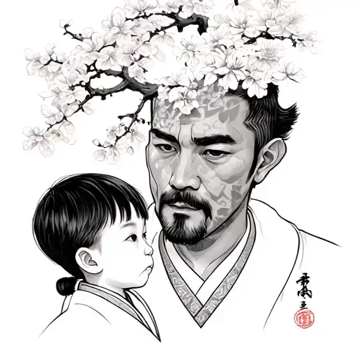 Japanese Father And Son tattoo design idea
