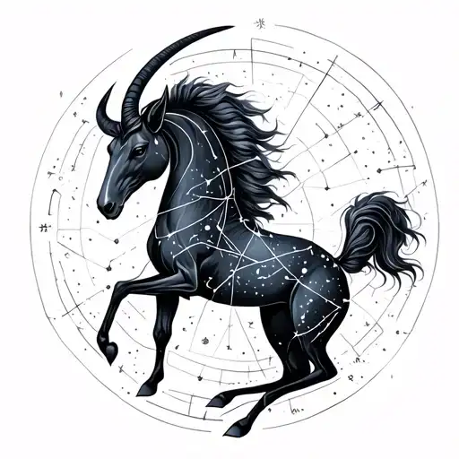 Capricorn and Sagittarius constellations forming the shape tattoo design idea