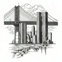 World Trade Center twin towers with Brooklyn bridge tattoo design idea