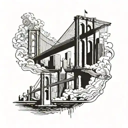 World Trade Center twin towers with Brooklyn bridge tattoo design idea