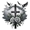 quarter sleeve rosemary braclet with cross then roses clouds and doves along with a poison tree tattoo design idea
