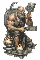 Hephaestus working forge tattoo design idea