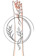two circles around the wrist about an inch apart with plants flowing up the arm tattoo design idea