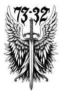 "7 3 2" "732" st. michael with wings and sword tattoo design idea