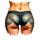 Buttocks tattoo design idea