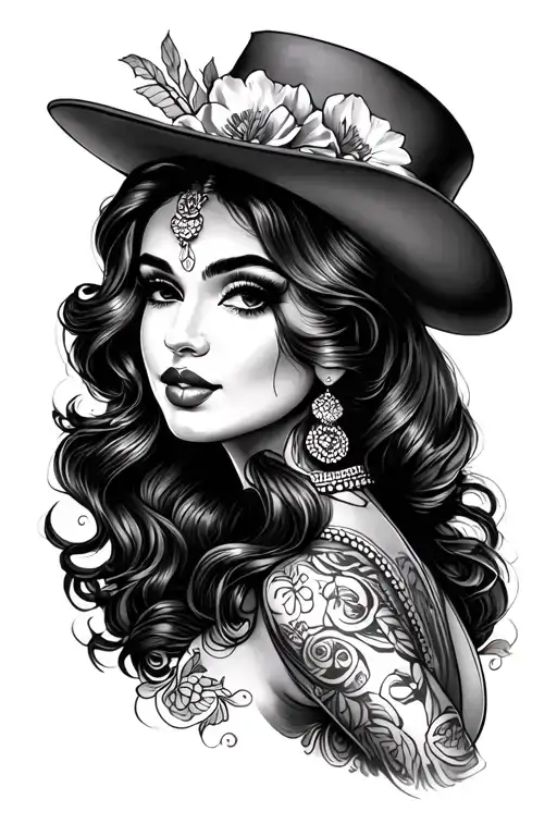 Mexican pinup girl tattoo design idea