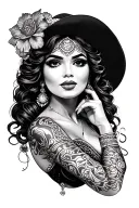 Mexican pinup girl tattoo design idea