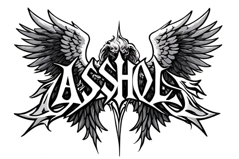 "Asshole angel" Ambigram tattoo design idea