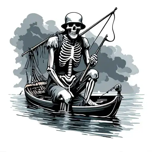 Skeleton Fisherman tattoo design idea