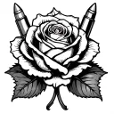 rose with three big bullets tattoo design idea