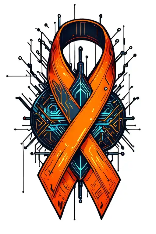 orange cancer kidney ribbon intertwined tattoo design idea