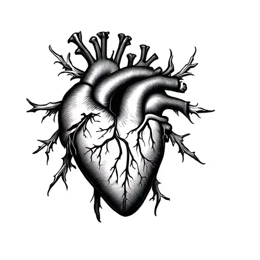 Realistic Heart tattoo design idea
