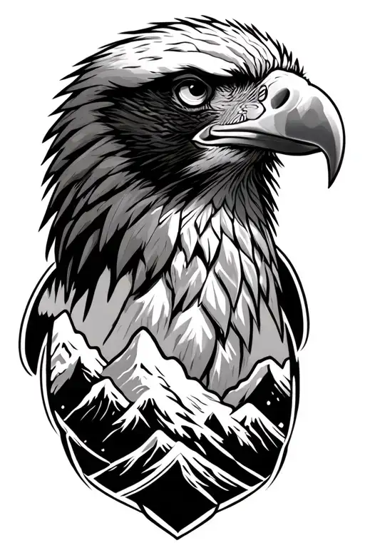 eagle head with mountains  tattoo design idea