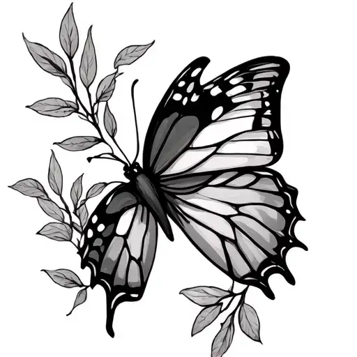 willow tree, butterfly, tattoo design idea