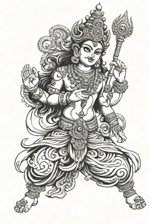 hindu God Murugar in anime style tattoo tattoo design idea