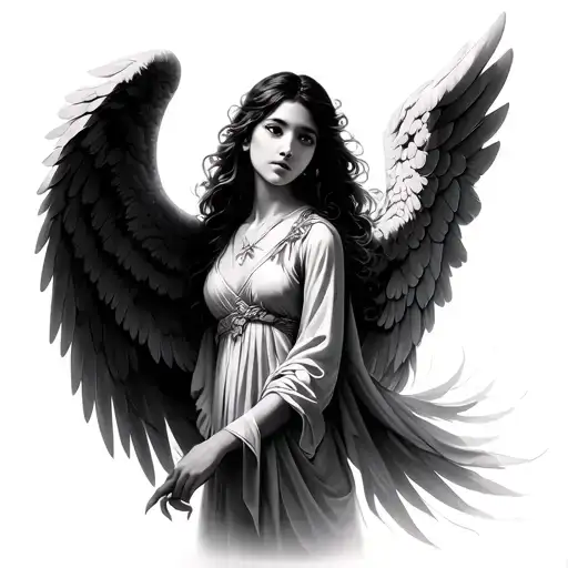 vietnamese angel wings spread wide tattoo design idea