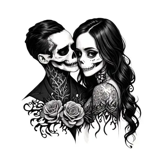 matching couples tattoo spooky tattoo design idea