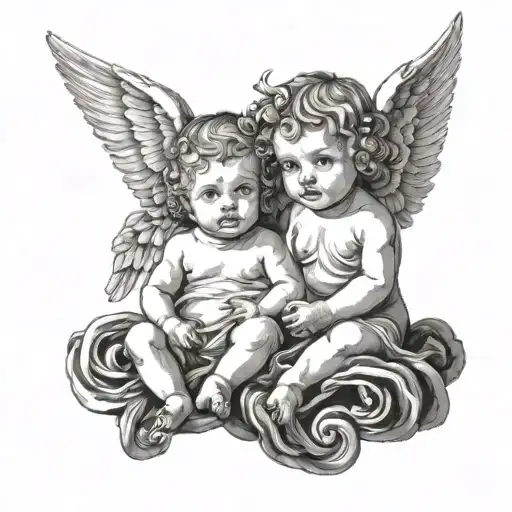 2 Baby Angels tattoo design idea