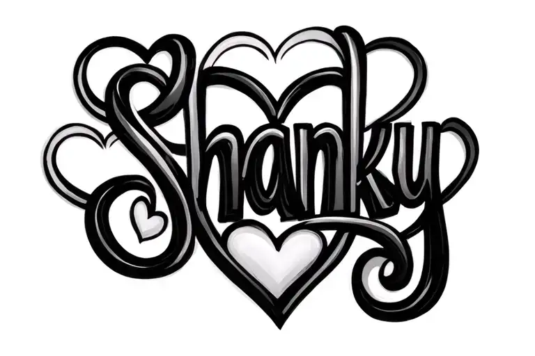 Shanky name written with hearts and infinity symbol tattoo design idea