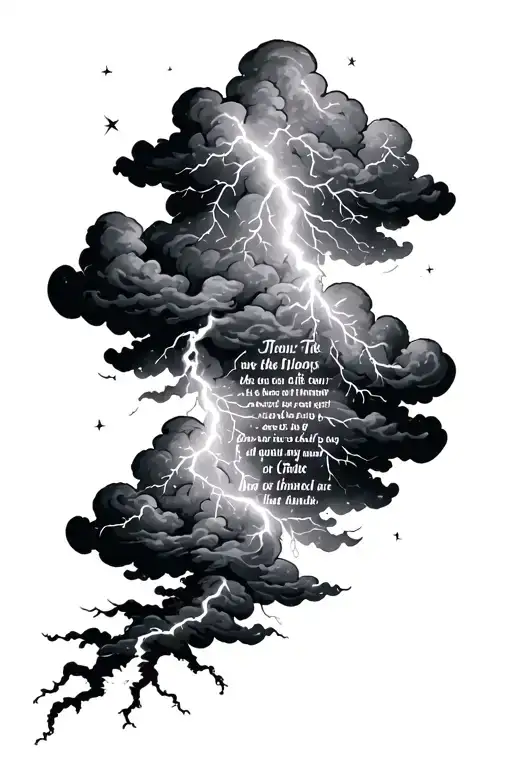 clouds lightning and bible verse tattoo design idea